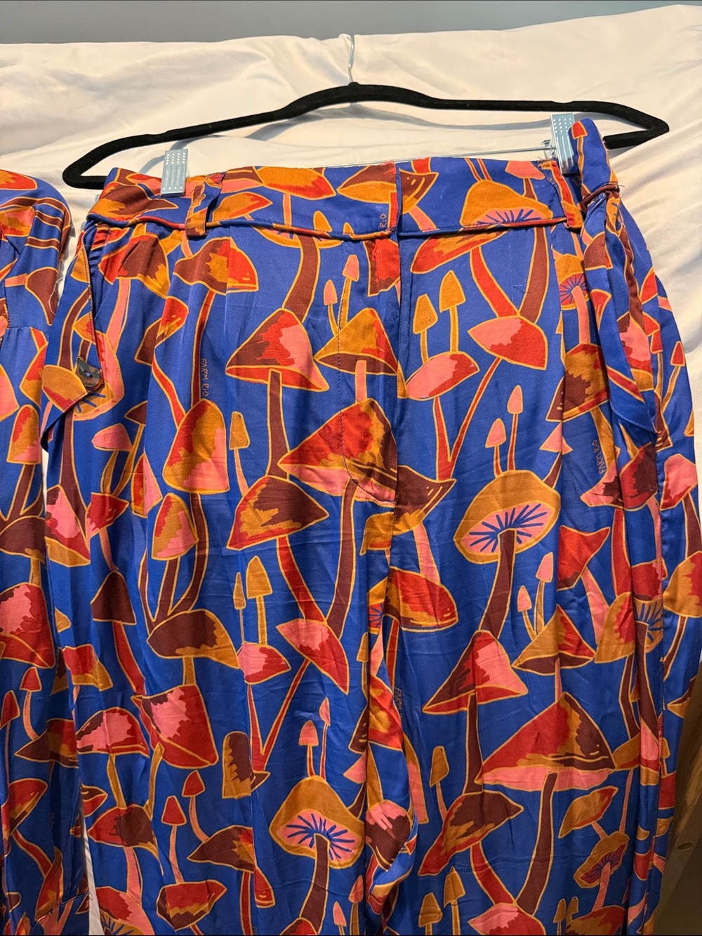 FARM Rio Blue, Pink & Orange Equestrian Mixed-Print Button Down Blouse Pants Set - Picture 6 of 12